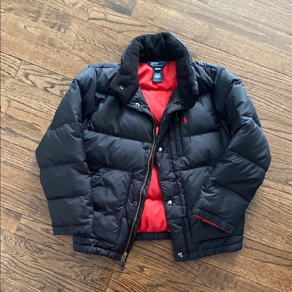 Ralph Lauren Black Puffer Jacket with Red Lining